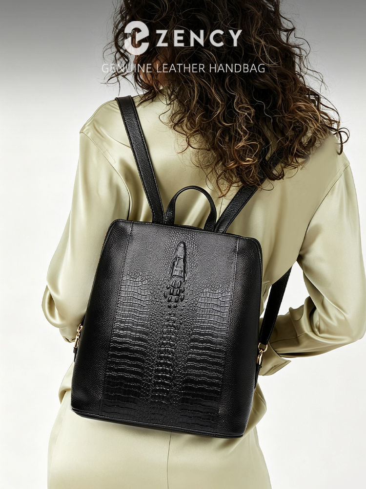 Leather Backpack Vintage - Mochila Feminina Zency de Couro de