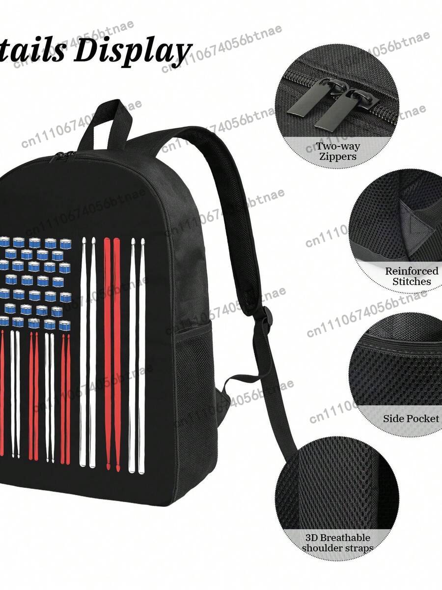 Drum Sticks US American Flag 3 - School Backpack Teen avaliação e preço